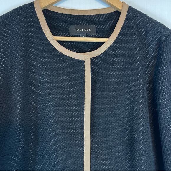 Talbots Textured Coat Snap Front Black Cotton Blend Women’s Plus Size 16 - Picture 4 of 8